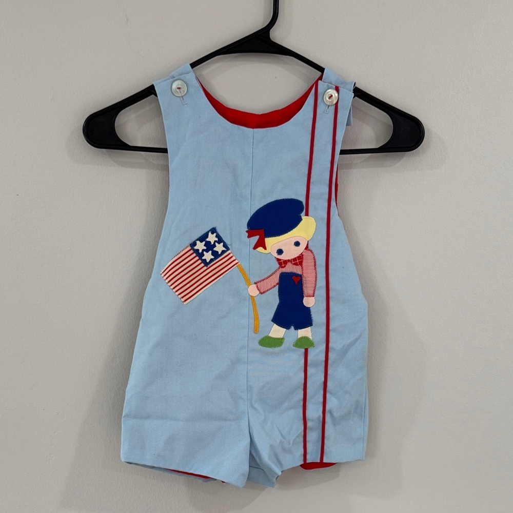 Vintage kids 4T Chocolate Soup Patriotic America Light Blue jumpsuit